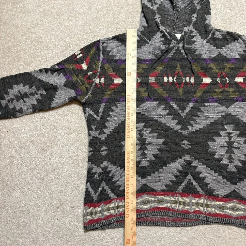 Denim & Supply Ralph Lauren Sweater Mens Medium Gray Hooded Aztec Knit Pullover